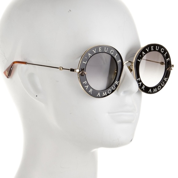 GUCCI L'Aveugle Par Amour Bee Accent Round Sunglasses - Picture 5 of 8